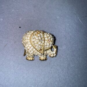 Vintage Monet Gold and Crystal Elephant Brooch